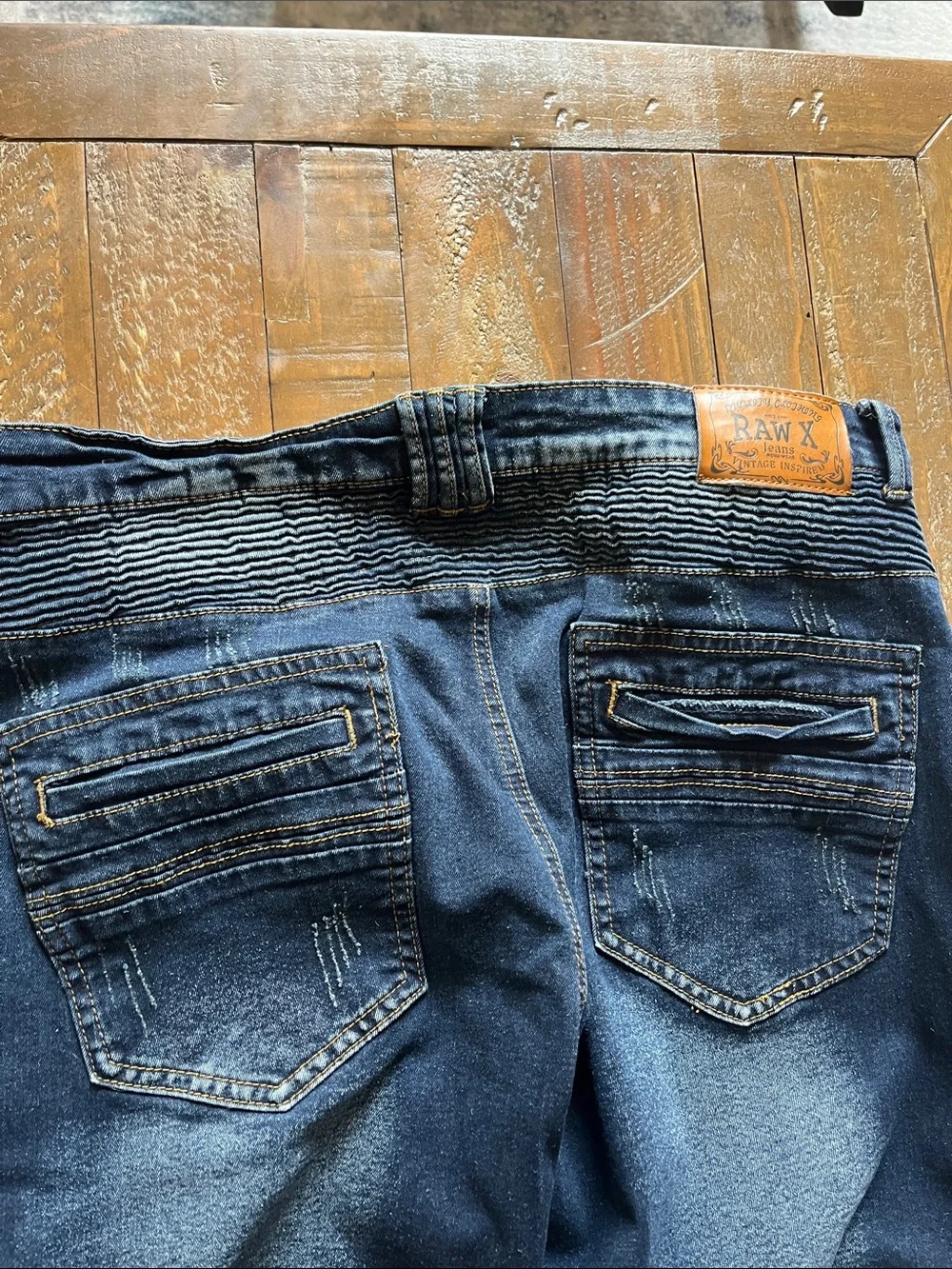 Men's Skinny Ribbed Knee Jeans - Dark Blue
